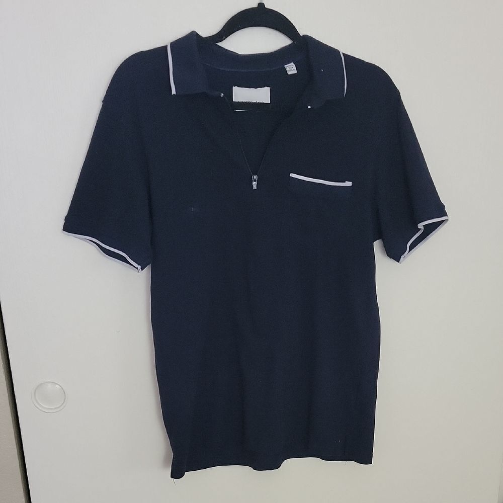 Navy PoloāShirt with White Trim